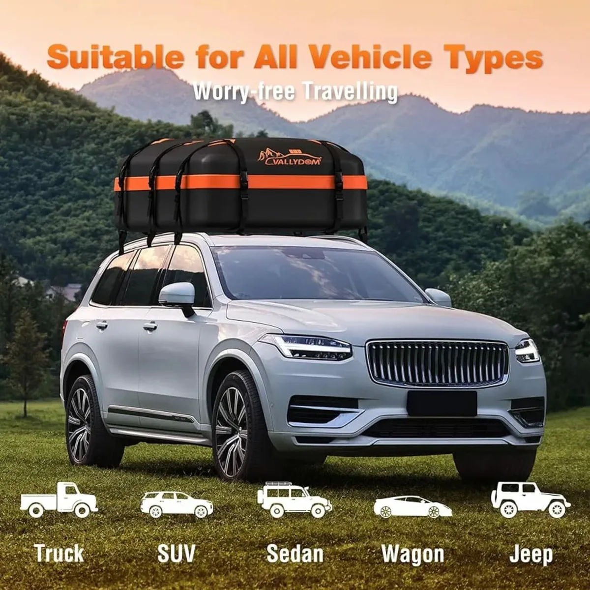 20 Cubic Feet Car Roof Bag, 100% Waterproof Roofin - Image 2