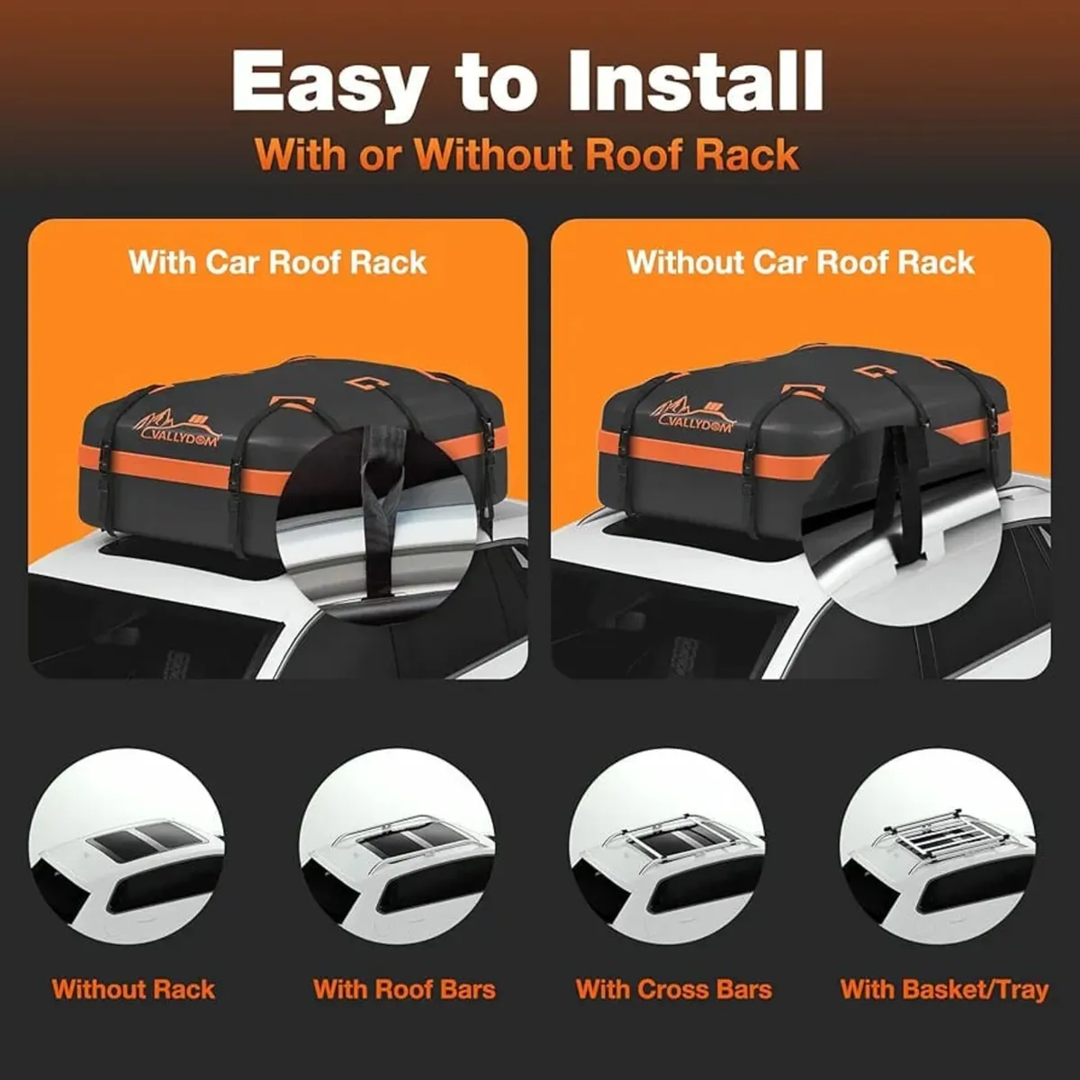 20 Cubic Feet Car Roof Bag, 100% Waterproof Roofin - Image 4