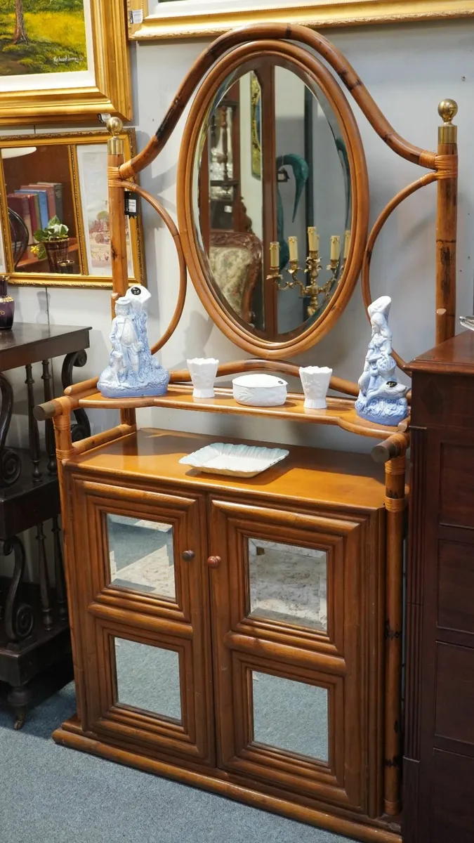 Vintage Bamboo Dresser with Mirror - Image 1