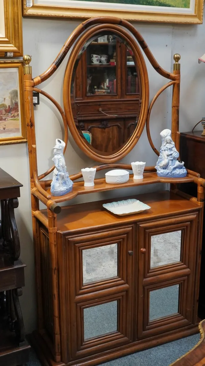 Vintage Bamboo Dresser with Mirror - Image 2