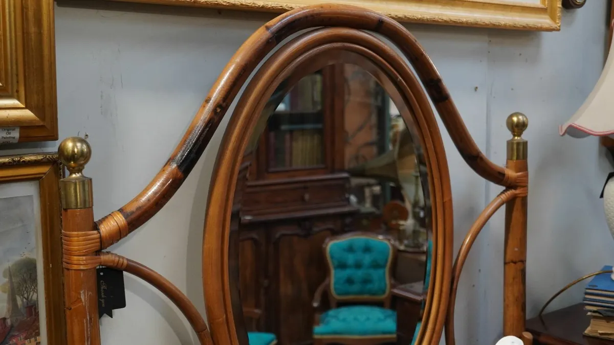 Vintage Bamboo Dresser with Mirror - Image 3