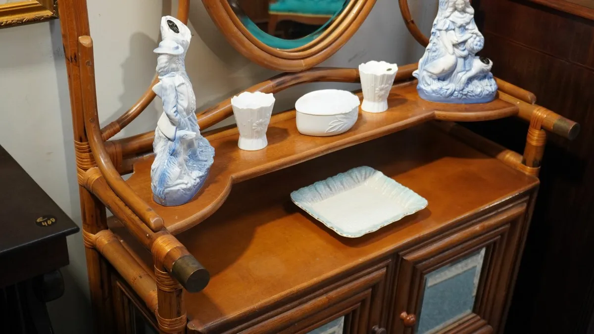 Vintage Bamboo Dresser with Mirror - Image 4