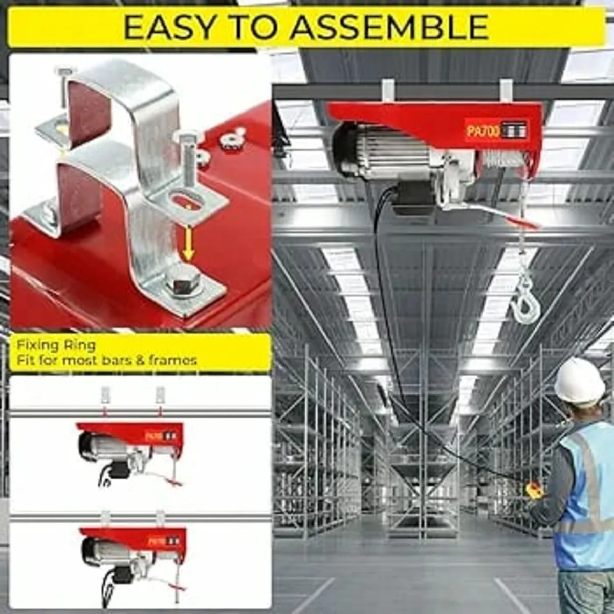 Electric Hoist Lift 700KG 1543LBS Overhead Electri - Image 2