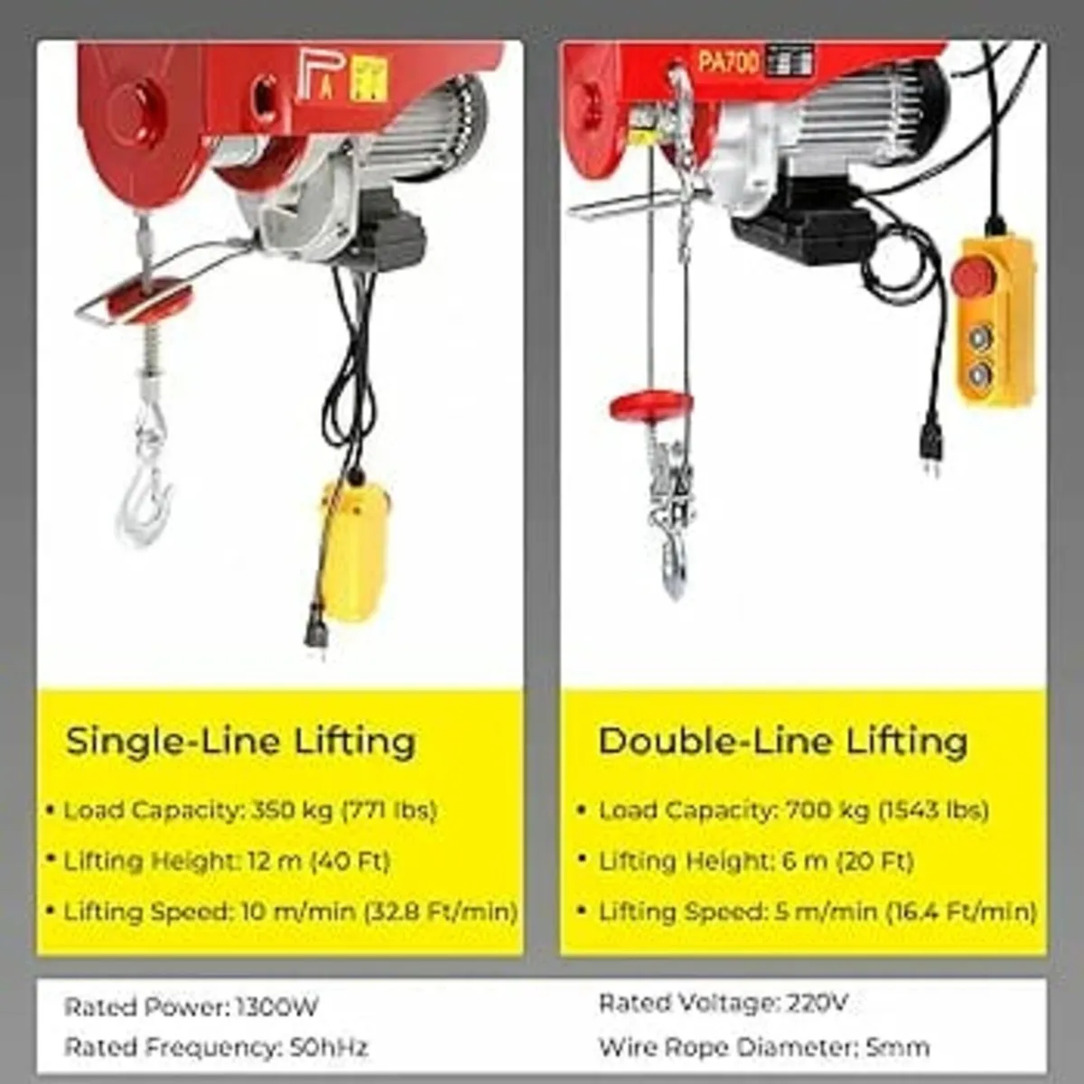 Electric Hoist Lift 700KG 1543LBS Overhead Electri - Image 3
