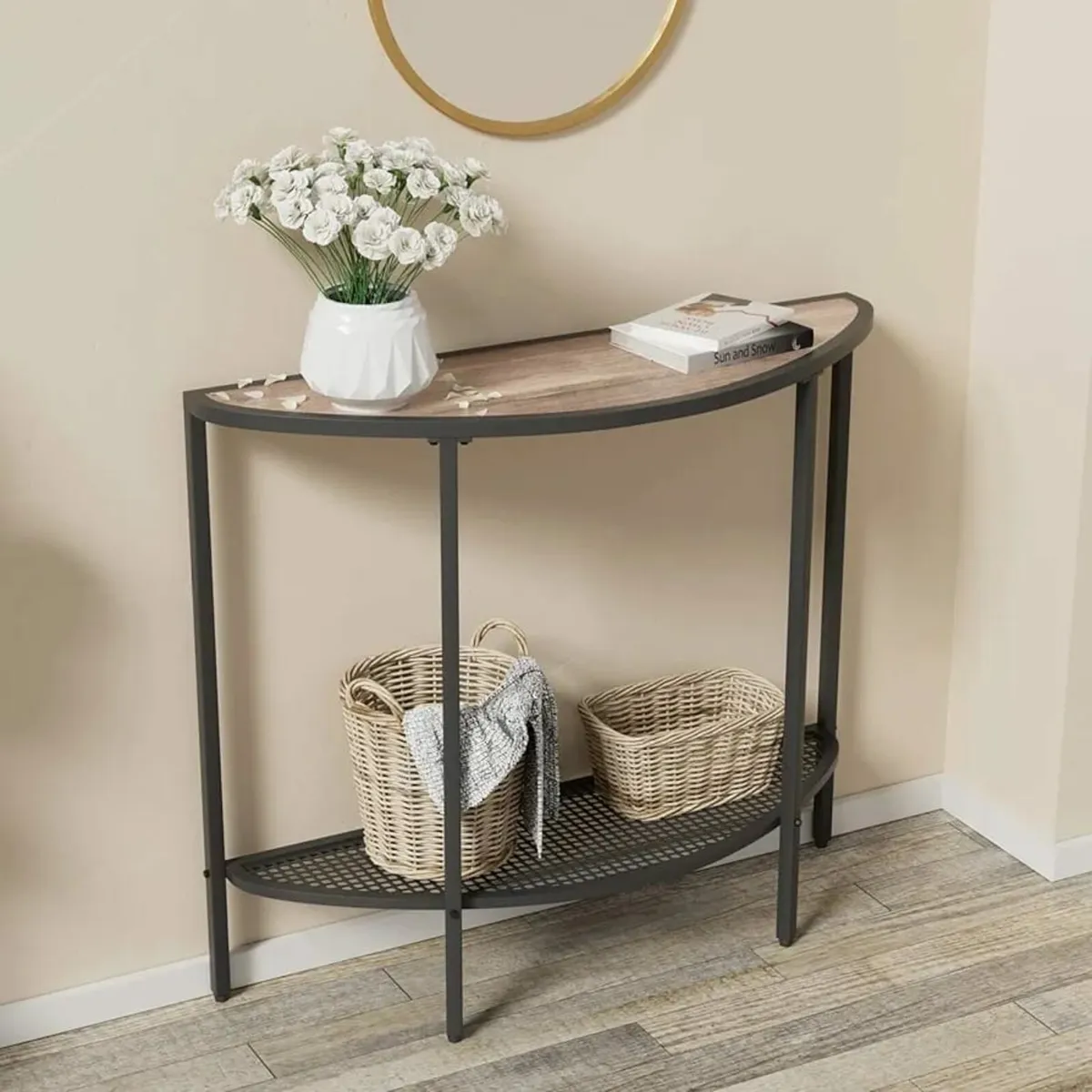 Console Table 2 Tier Narrow Entryway Table with St - Image 1