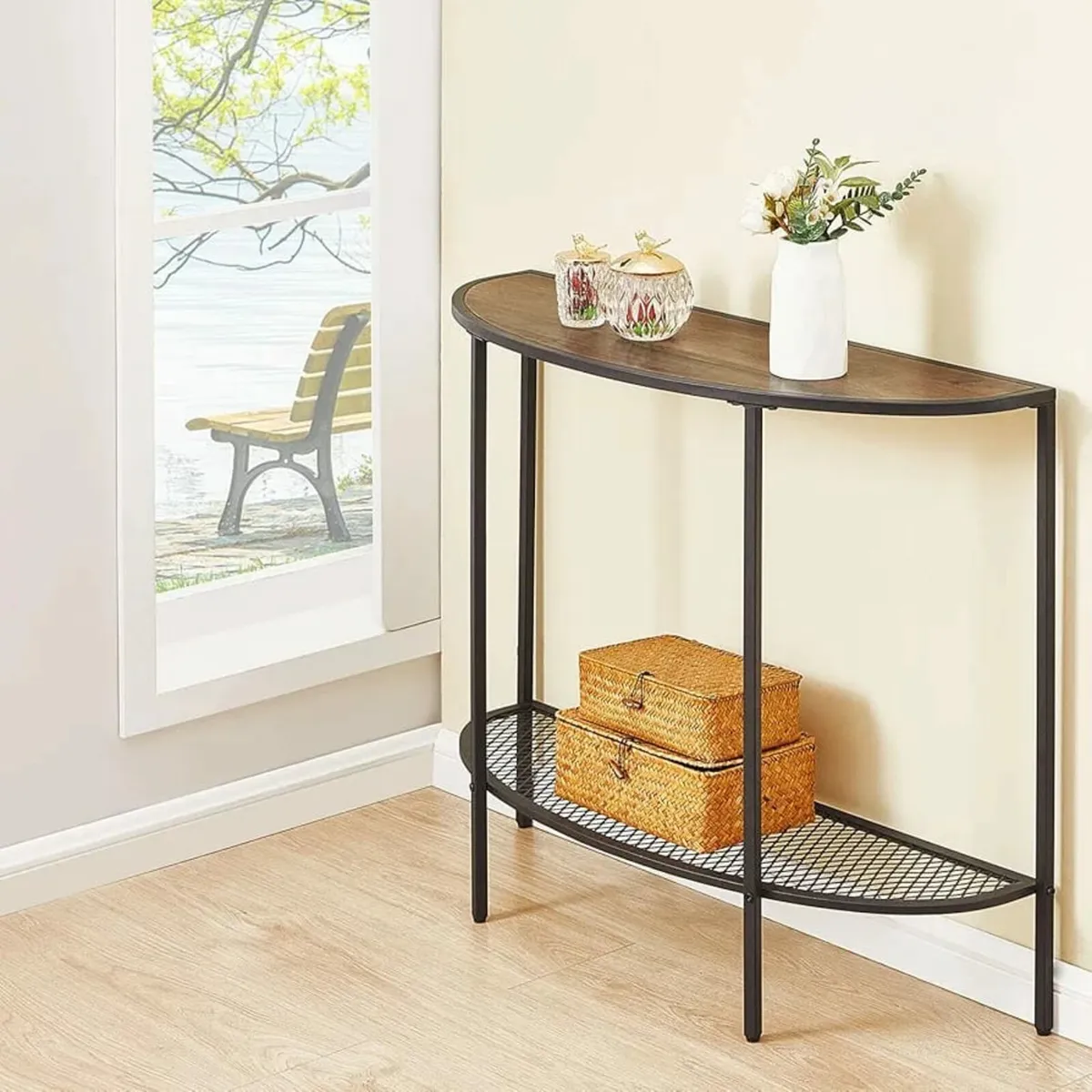 Console Table 2 Tier Narrow Entryway Table with St - Image 2