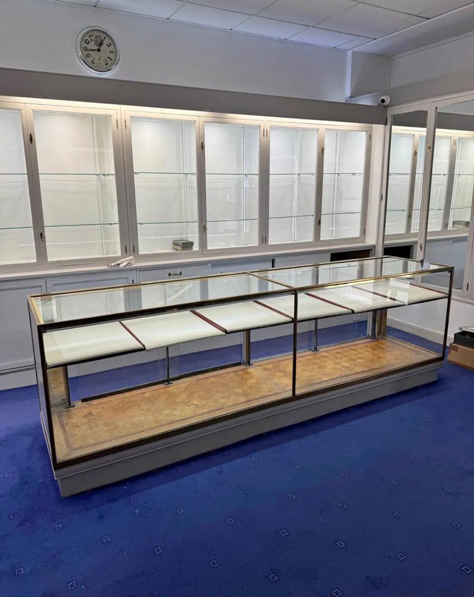 Two antique jewellers display cabinets brass - Image 2