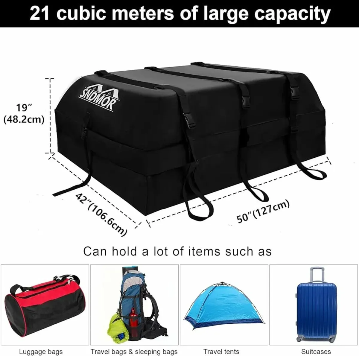 595L/21 Cubic Feet Waterproof Car Rooftop Cargo Ca - Image 2