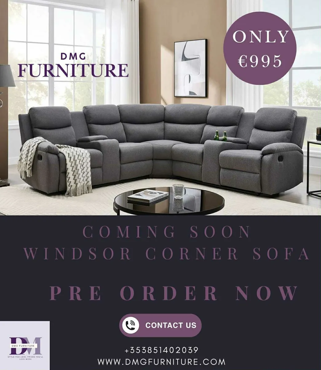 New Windsor Grey Fabric Corner Recliner Sofa