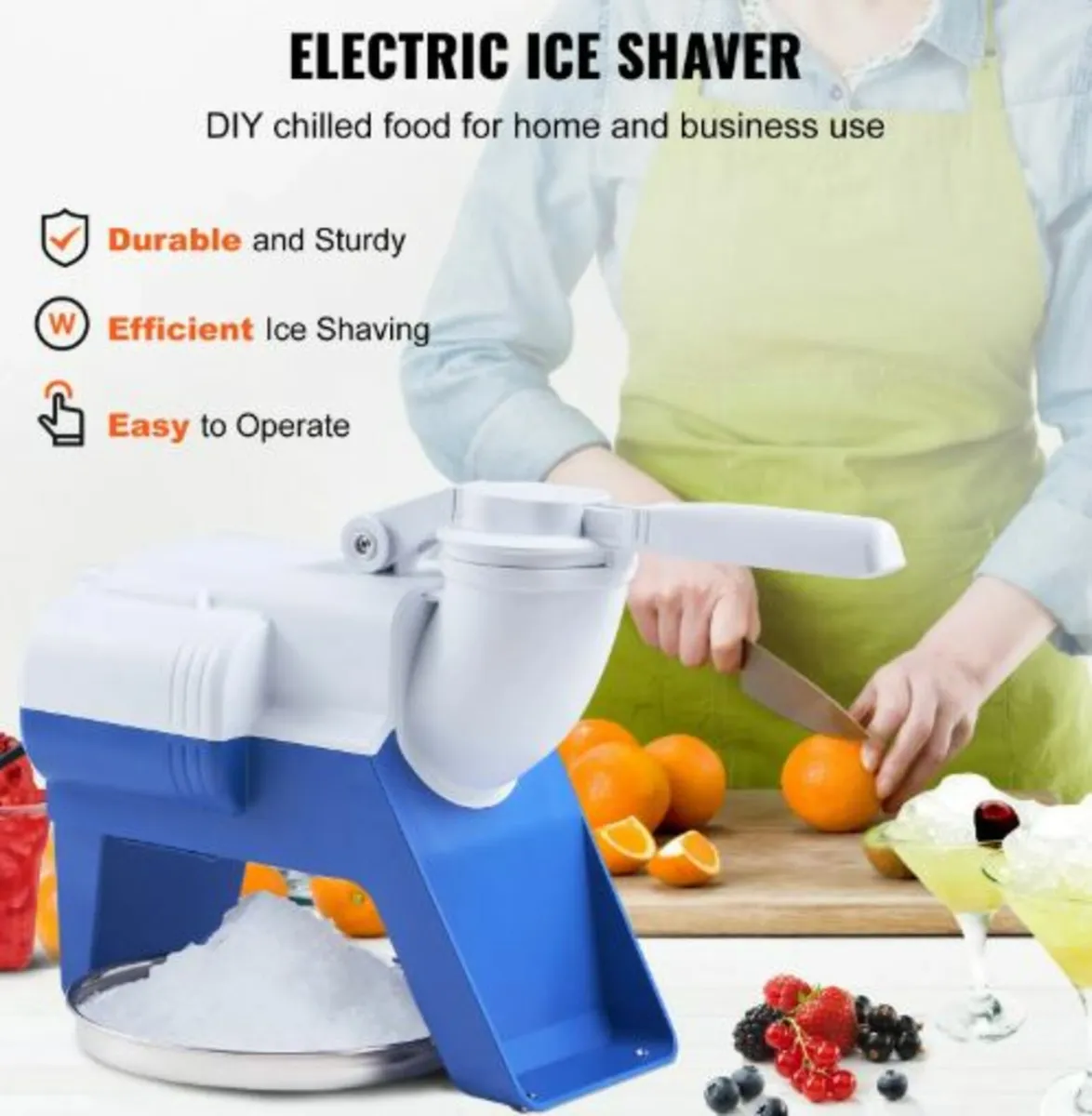 Electric Ice Crusher Machine 176LBS/Hr Snow Cone - Image 2