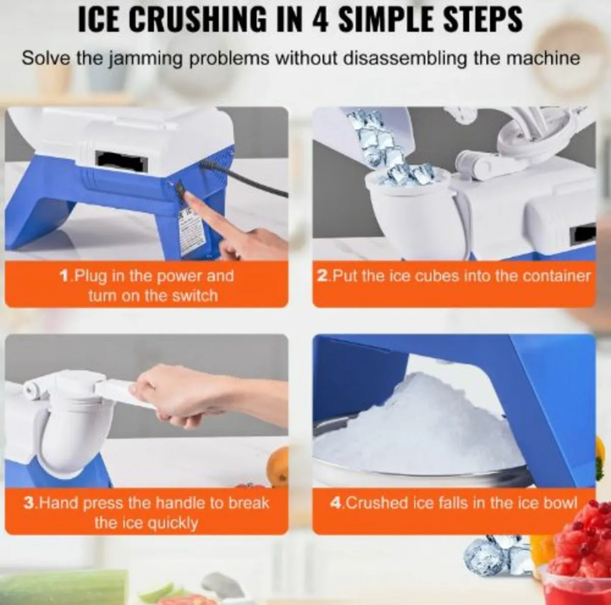 Electric Ice Crusher Machine 176LBS/Hr Snow Cone - Image 4