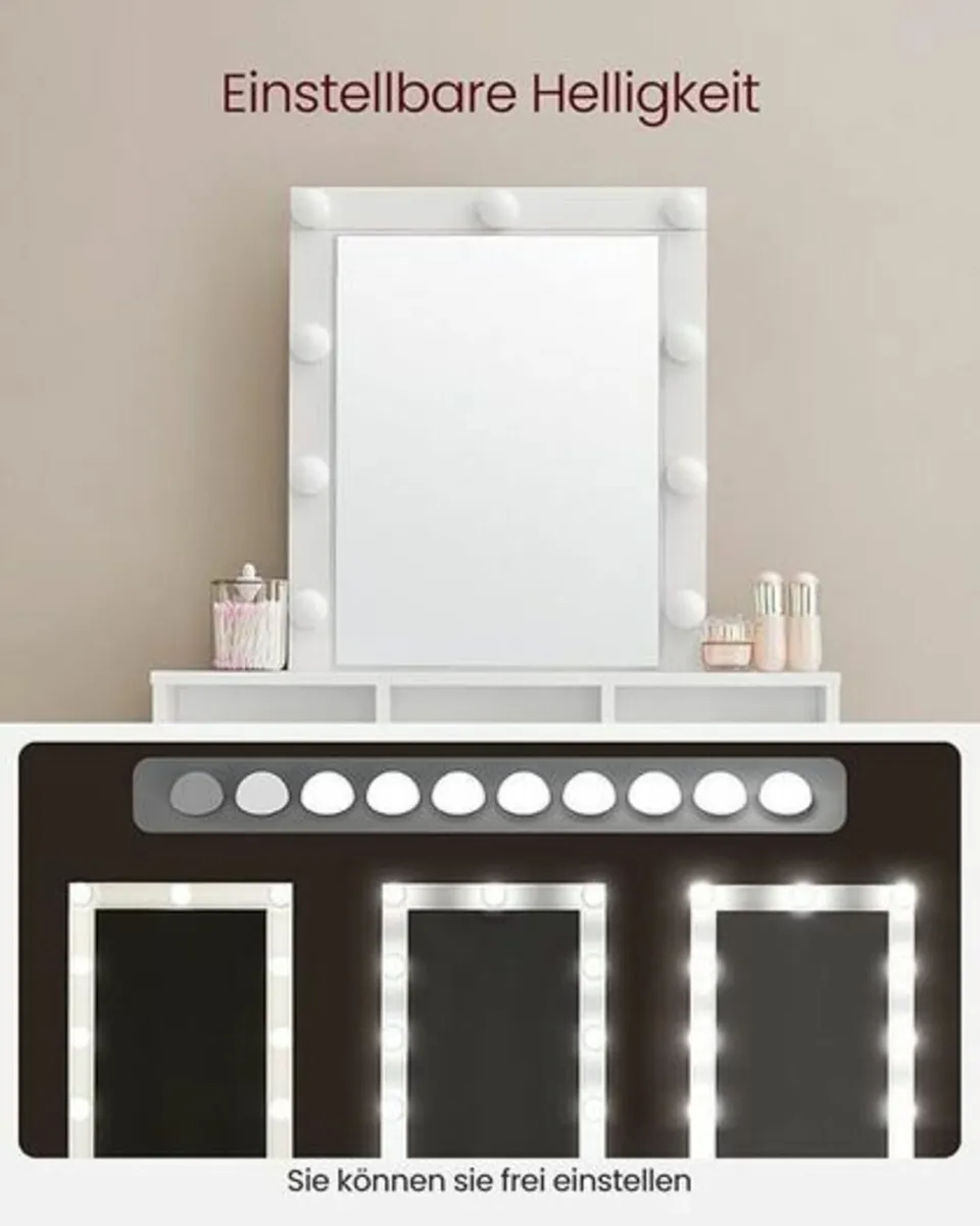Dressing Table with LED Lighting & Stool, - Image 2
