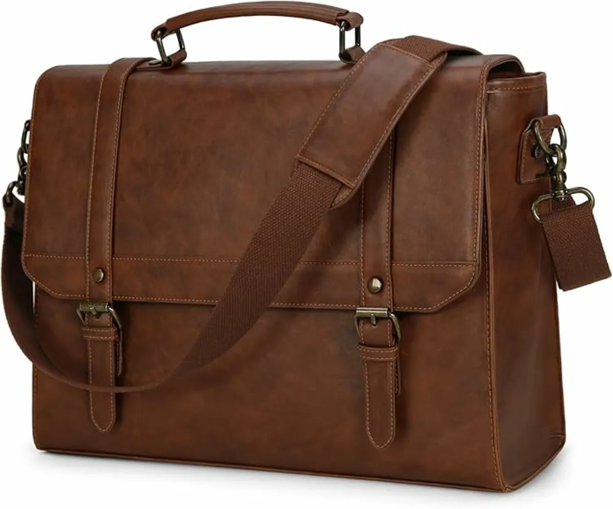 Messenger Bag Waterproof Leather Laptop Bag 15.6 I - Image 1