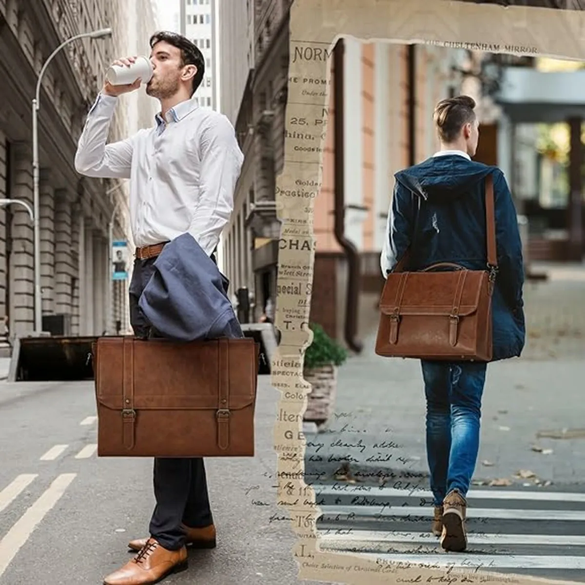 Messenger Bag Waterproof Leather Laptop Bag 15.6 I - Image 4