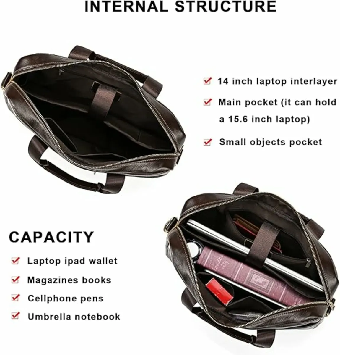 Laptop Bag for Men, 15.6 inch Men Briefcase Comput - Image 2
