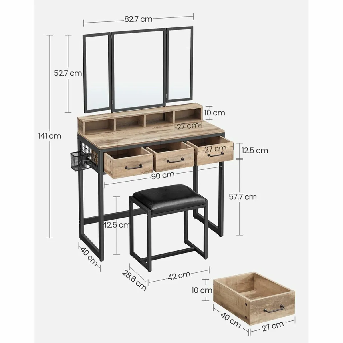 Dressing table and stool - Image 3