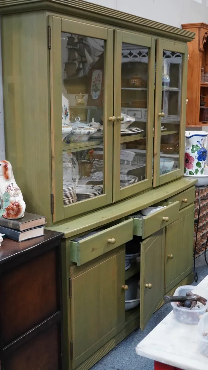Beautiful Green Painted Spanish Display Cabinet - Image 1