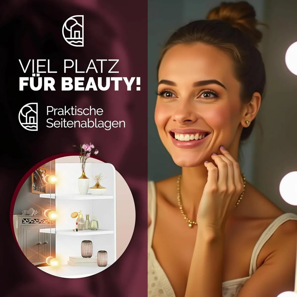 Dressing table White LED Hollywood Lights & Remote - Image 4