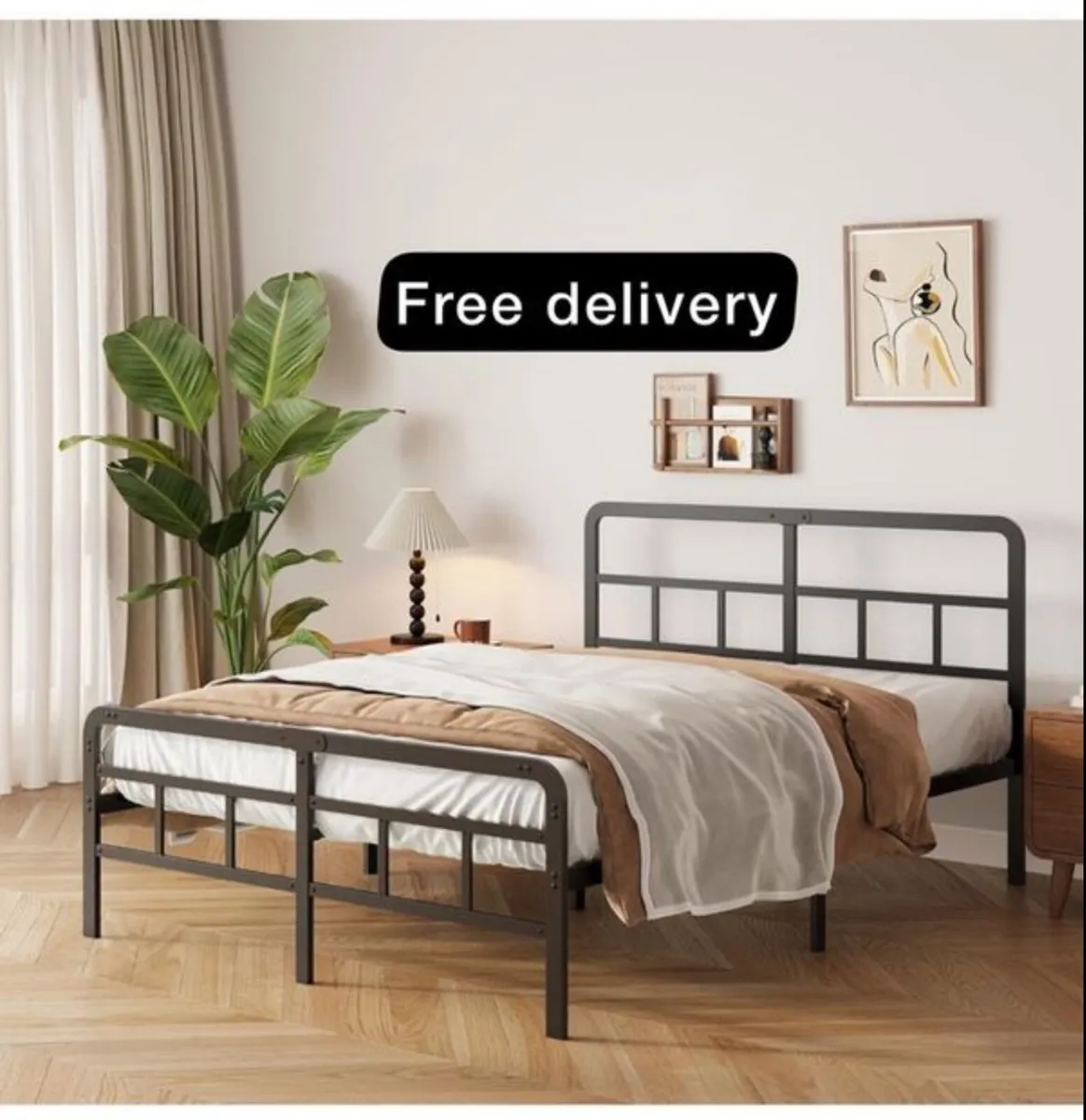 King Size Bed Frame with Curved Headboard