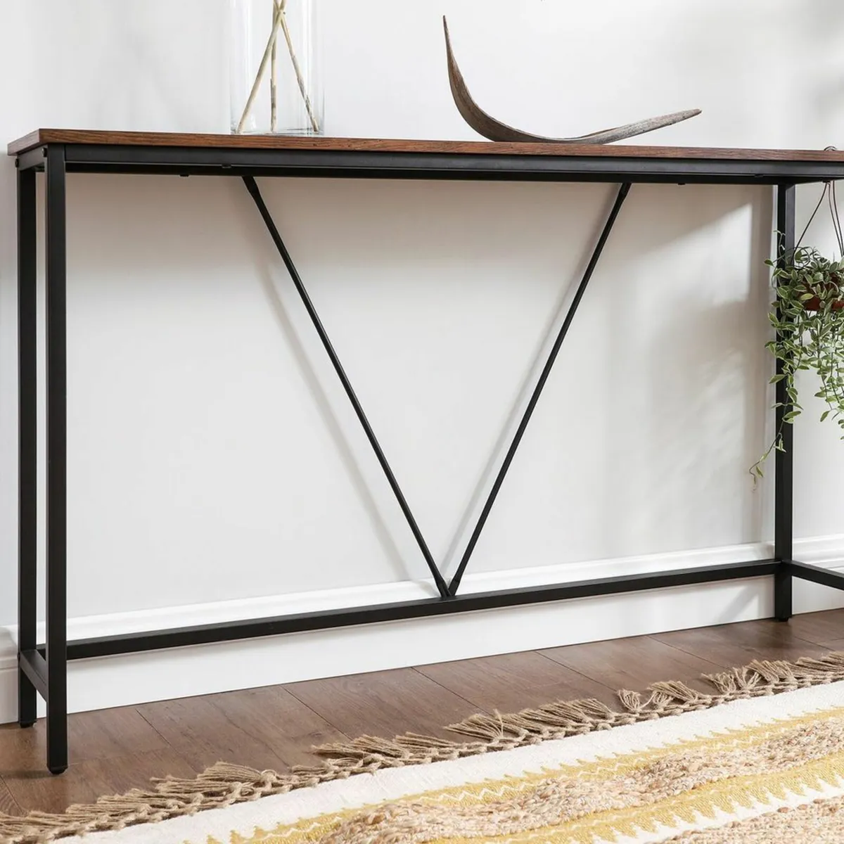 Console Table Vintage Brown-Black Narrow - Image 1