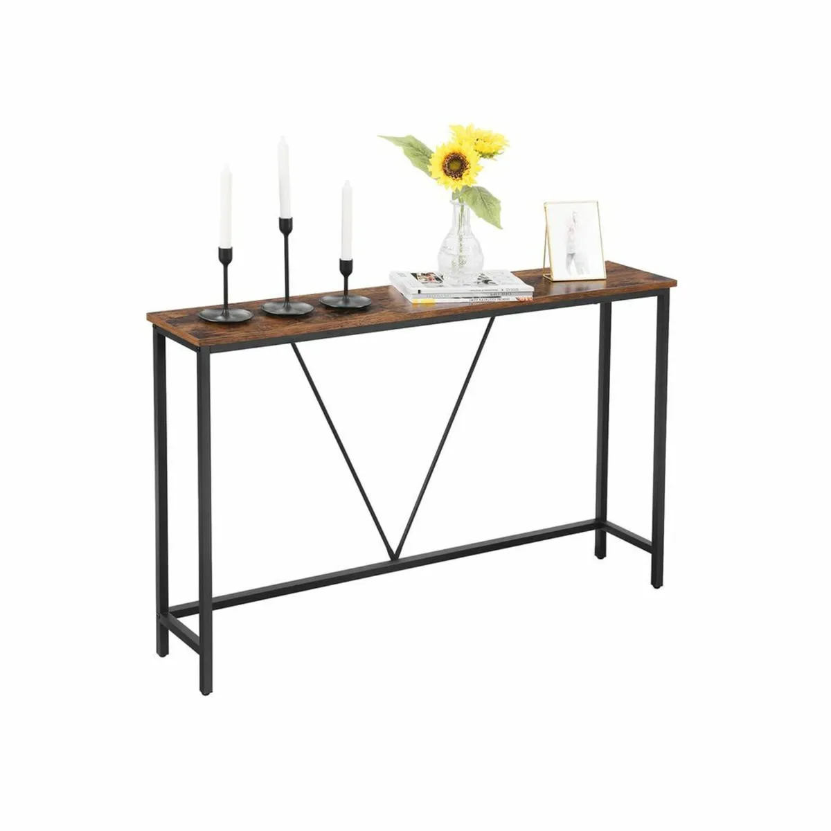 Console Table Vintage Brown-Black Narrow - Image 3
