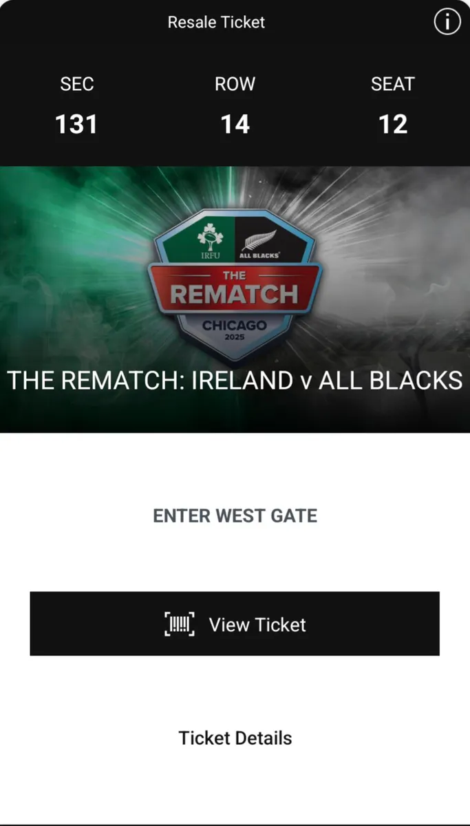 The Rematch: Ireland vs All Blacks x2 Tickets - Image 2
