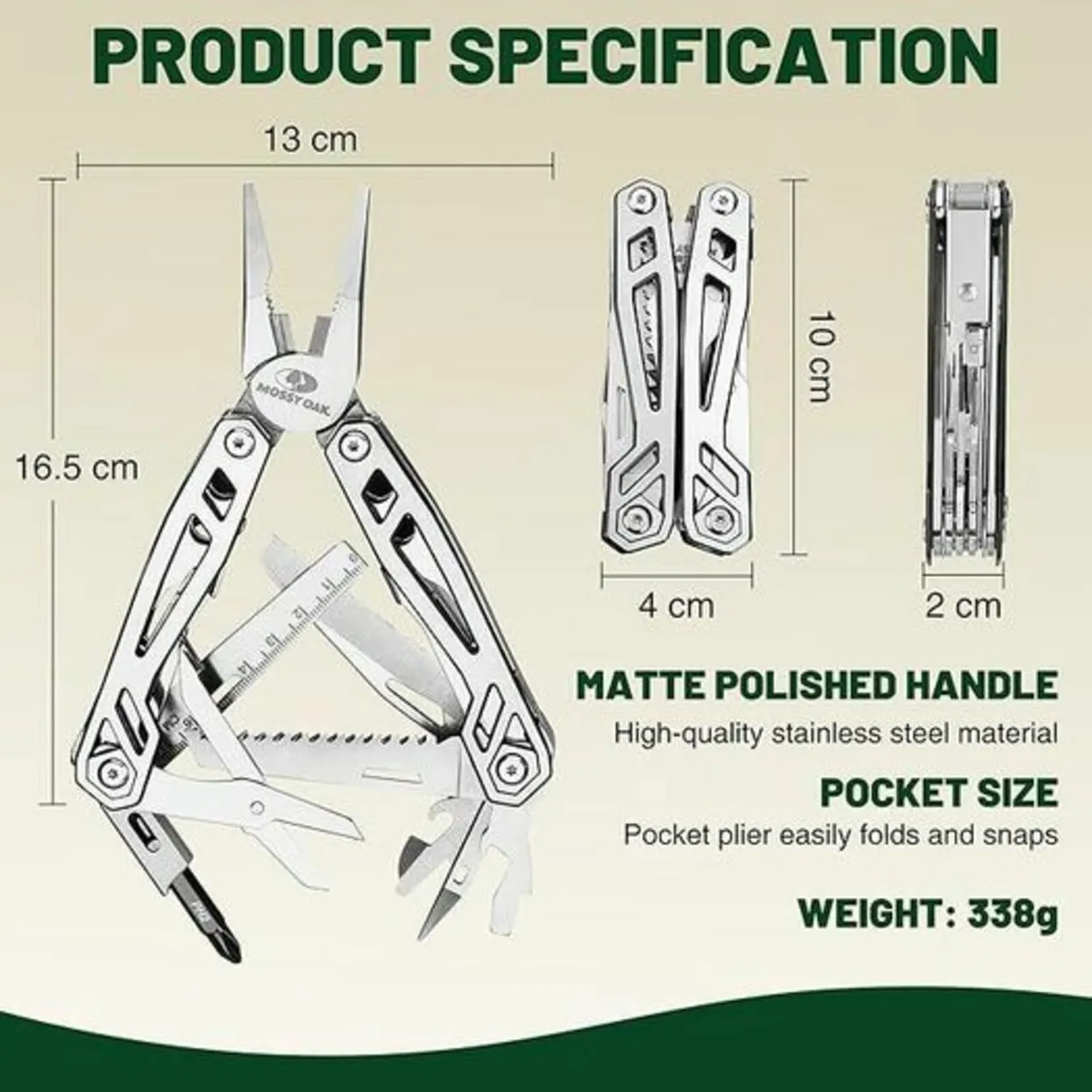 Mossy Oak 22-in-1 Multi Tool Stainless Steel - Image 2