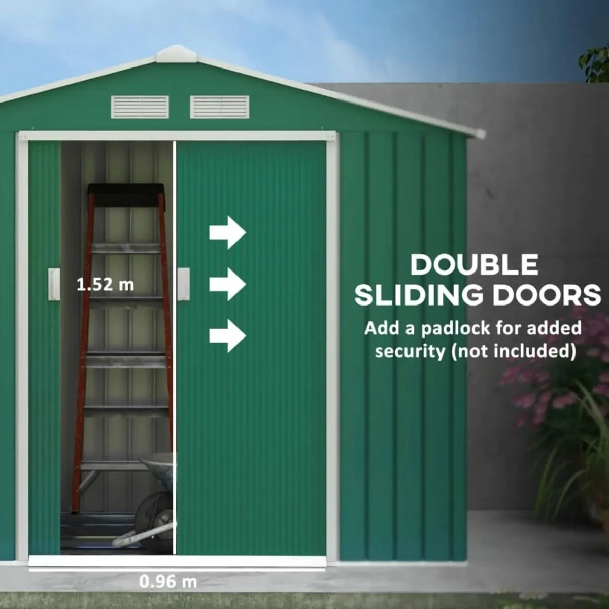 7ft x 4ft Lockable Garden Shed Large Patio Roofed - Image 3