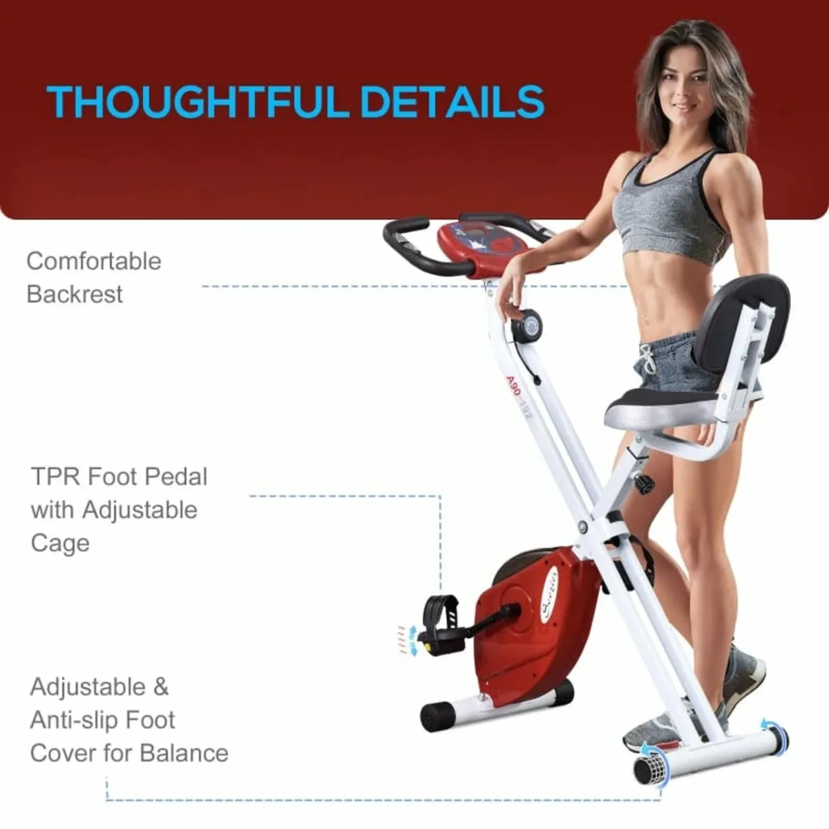 Steel Manual Resistance Exercise Bike w/ LCD Monit - Image 4