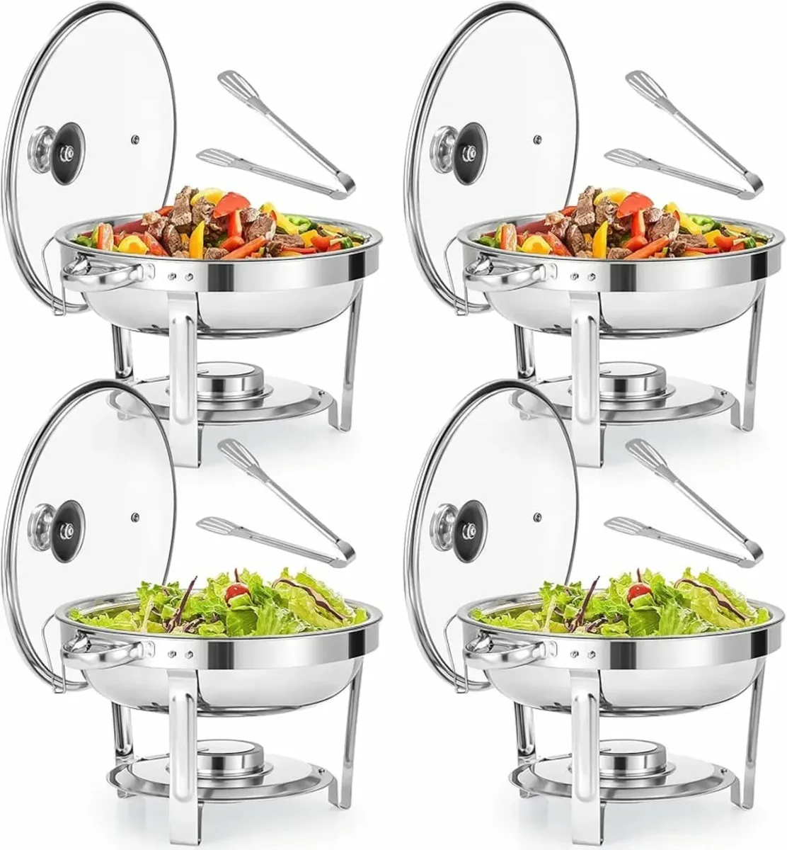 Chafing Dish Buffet Set, 4 Pack 4.5L Round Chafers - Image 1