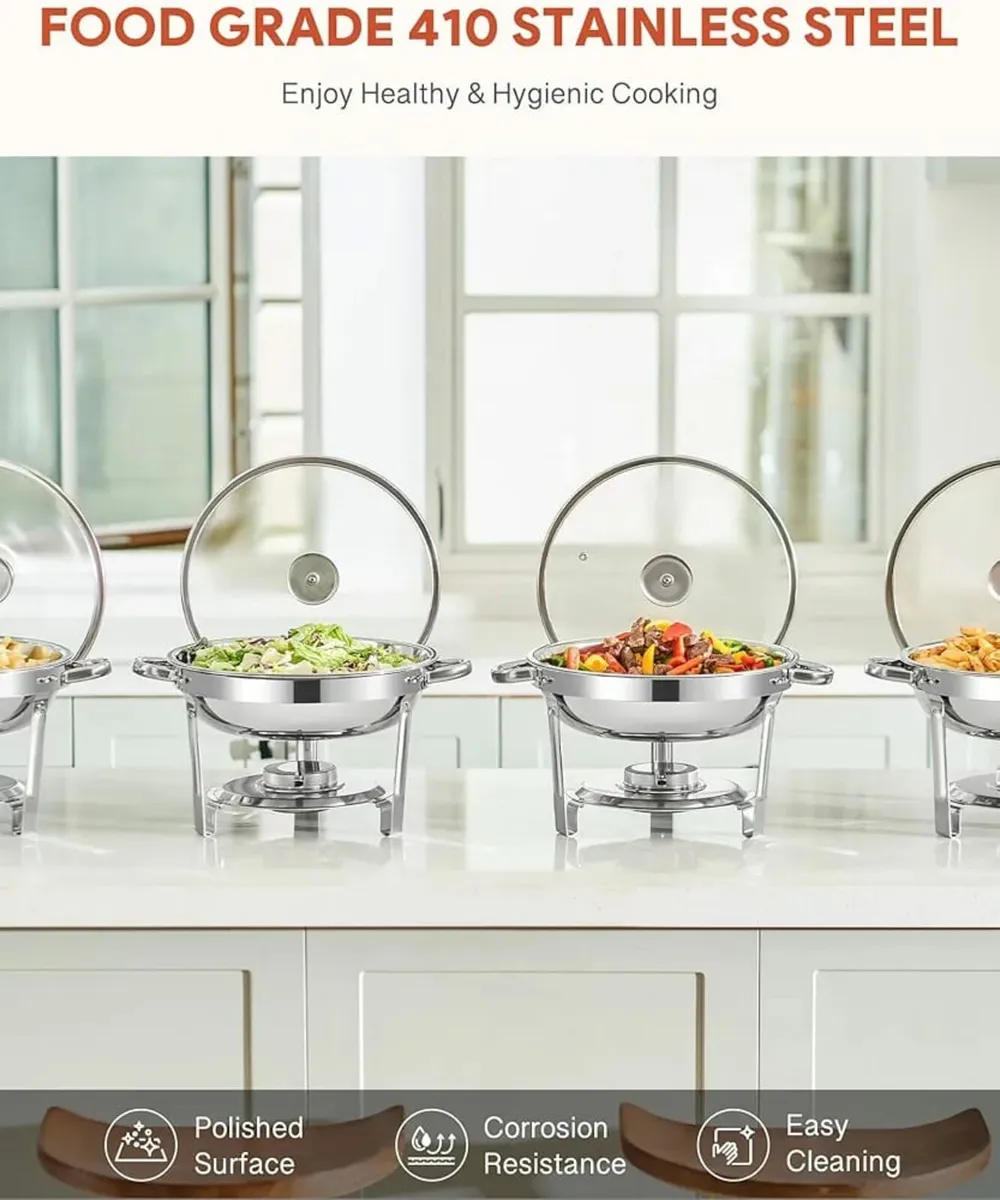 Chafing Dish Buffet Set, 4 Pack 4.5L Round Chafers - Image 2