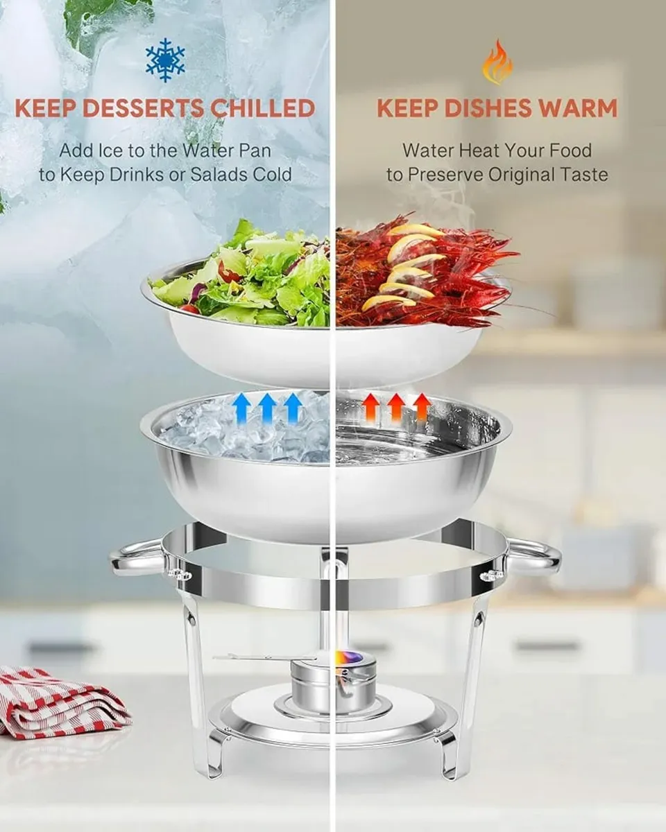 Chafing Dish Buffet Set, 4 Pack 4.5L Round Chafers - Image 4