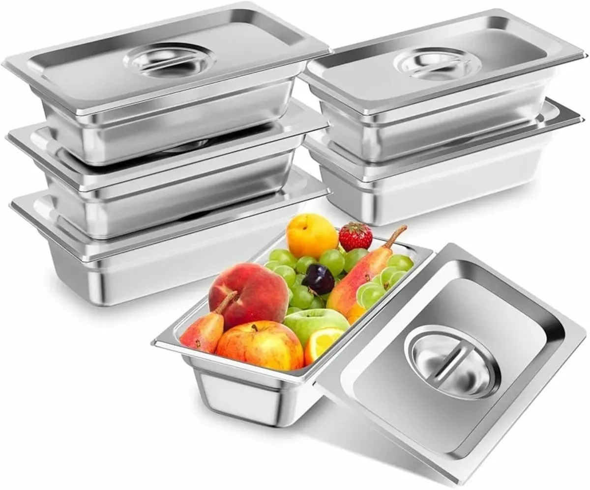 Stainless Steel Gastronorm Pan 6PCS 1/3 GN Pot Pan - Image 1