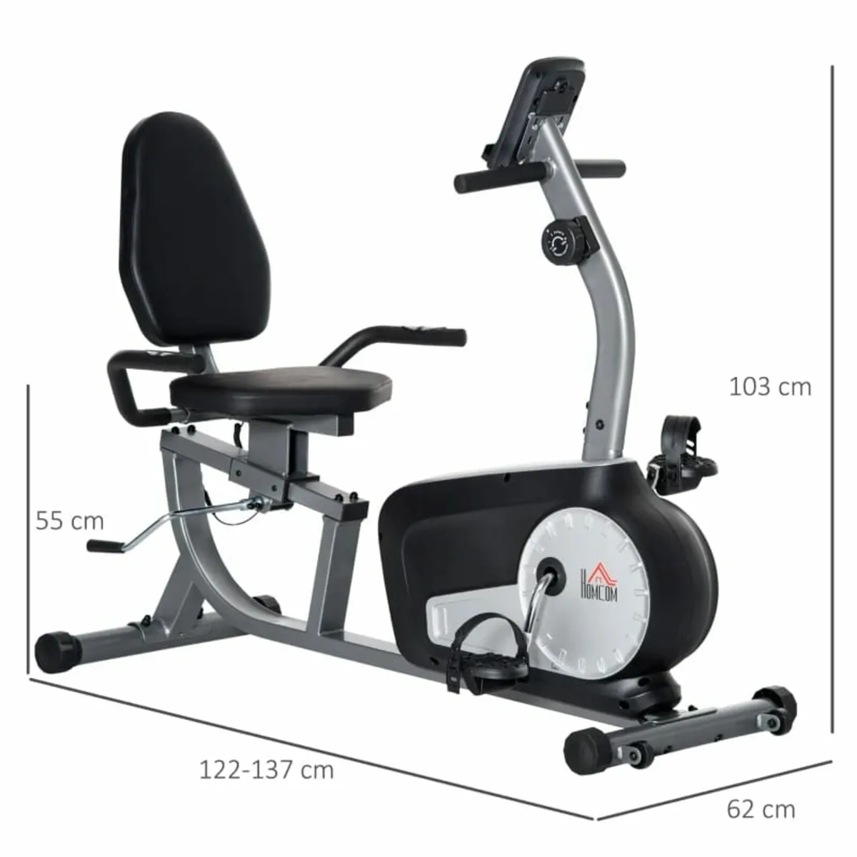 Semi-Reclined Magnetic Exercise Bike with LCD Mult - Image 2