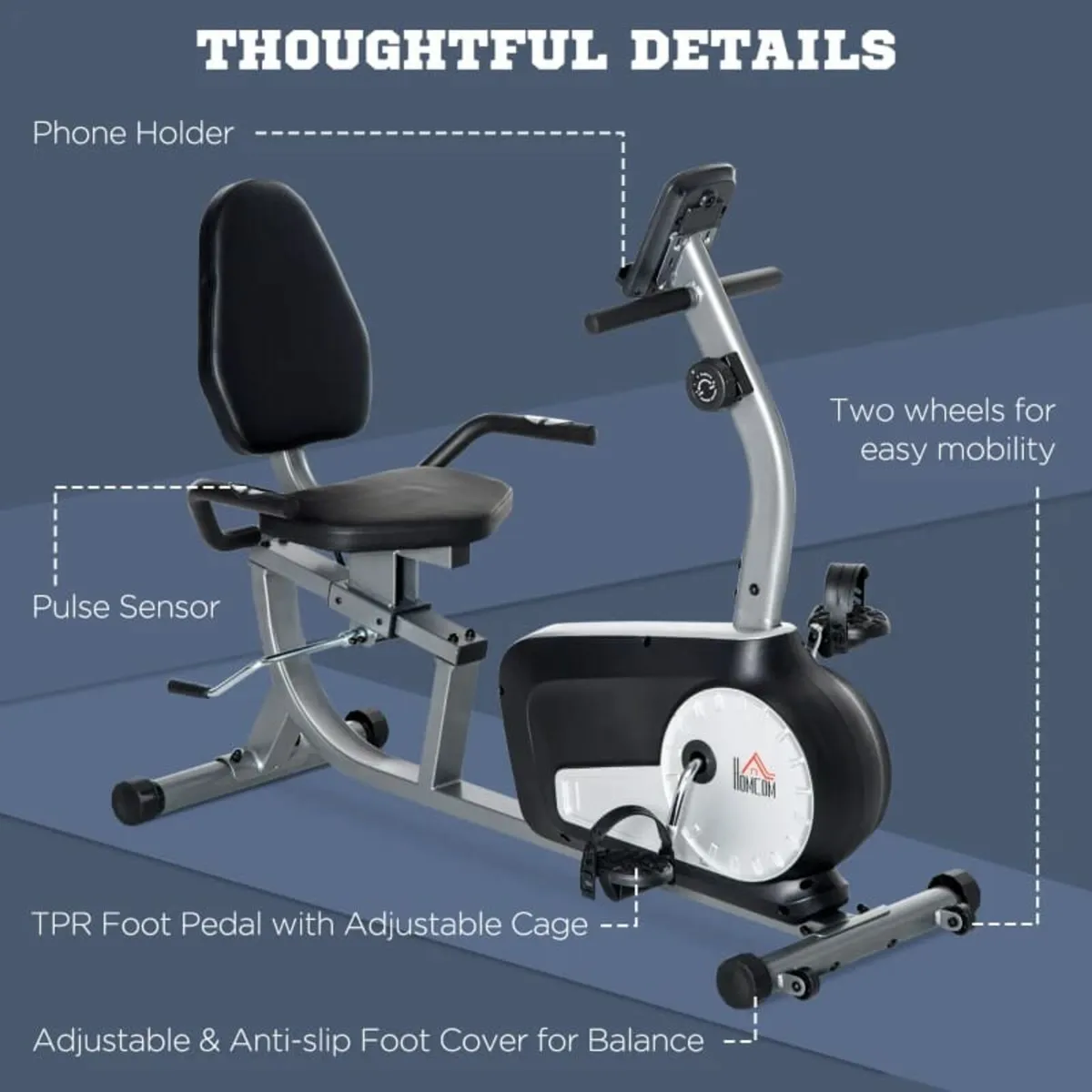 Semi-Reclined Magnetic Exercise Bike with LCD Mult - Image 4