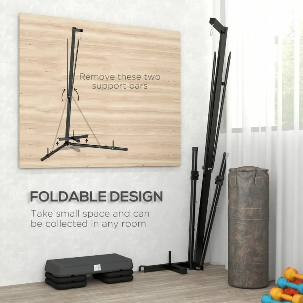 Foldable Punch Bag Stand for Heavy Bag, Speed Bag, - Image 4