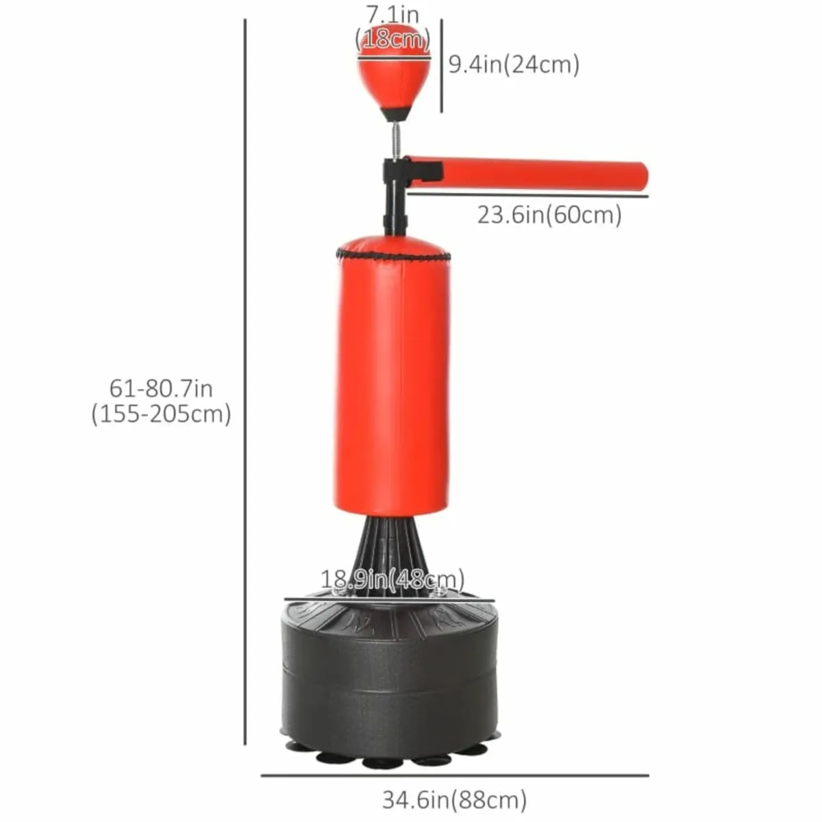 155-205cm 3-IN-1 Freestanding Boxing Punch Bag Sta - Image 2