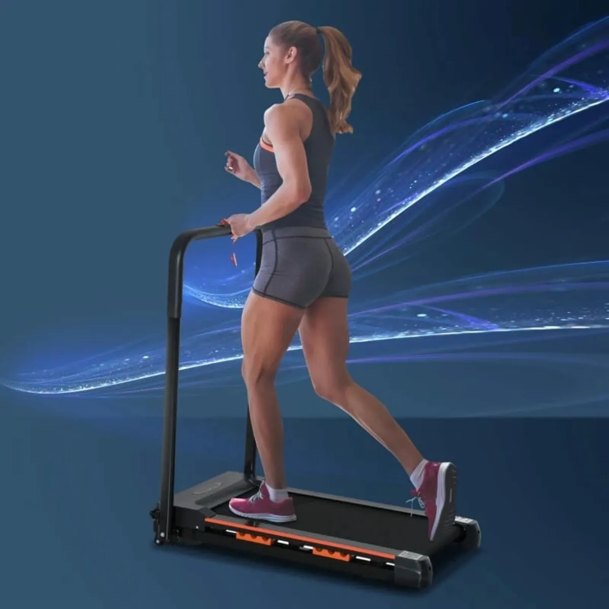 Steel Folding Motorized Home Treadmill w/ LCD Moni - Image 4