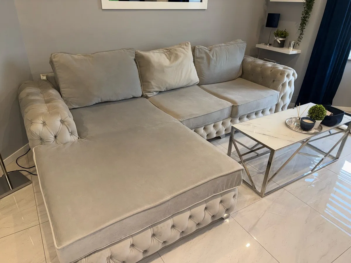 Sofa corner grey velvet left /right - Image 4