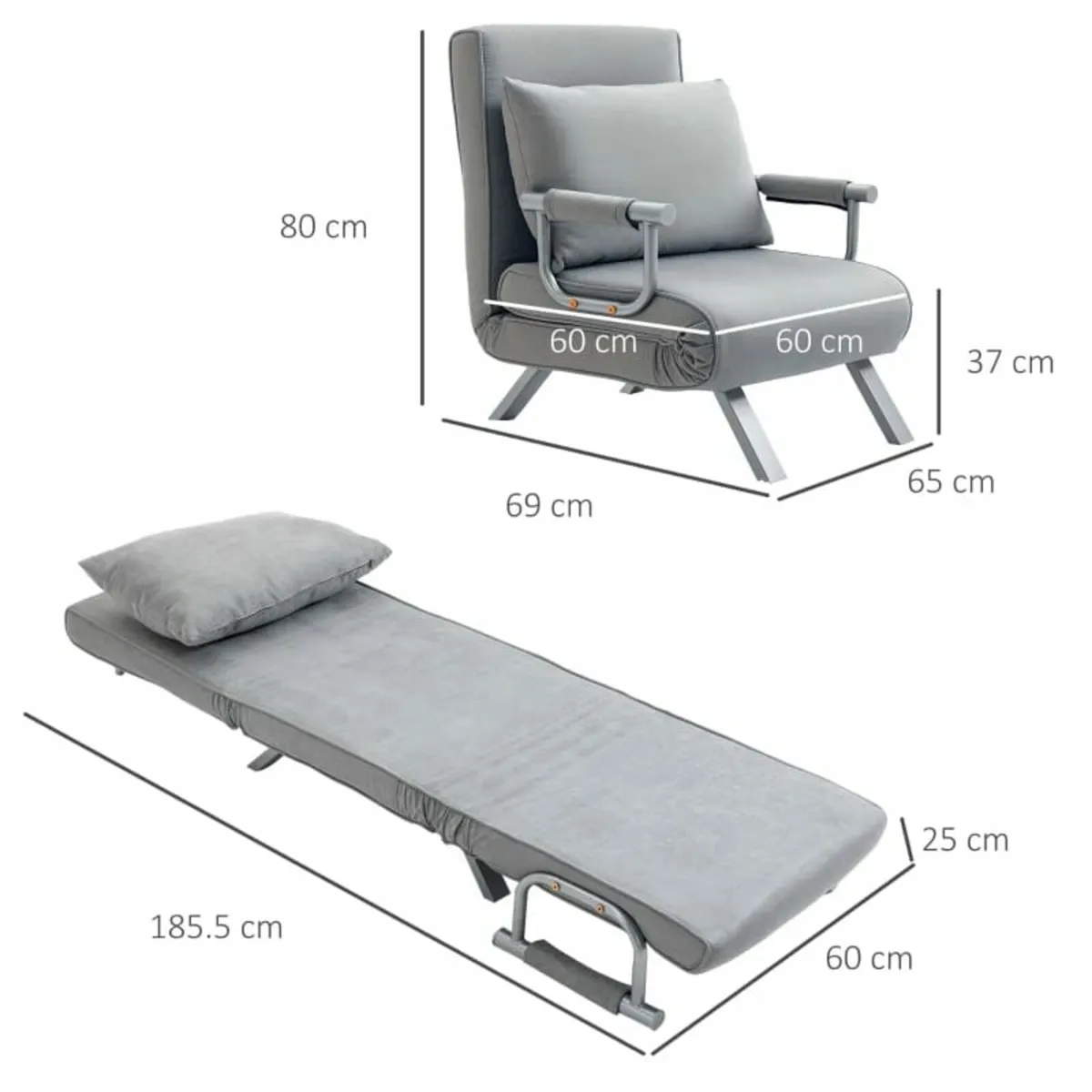 Single Sofa Bed Armchair Sofa Bed Guest Sleeper wi - Image 3