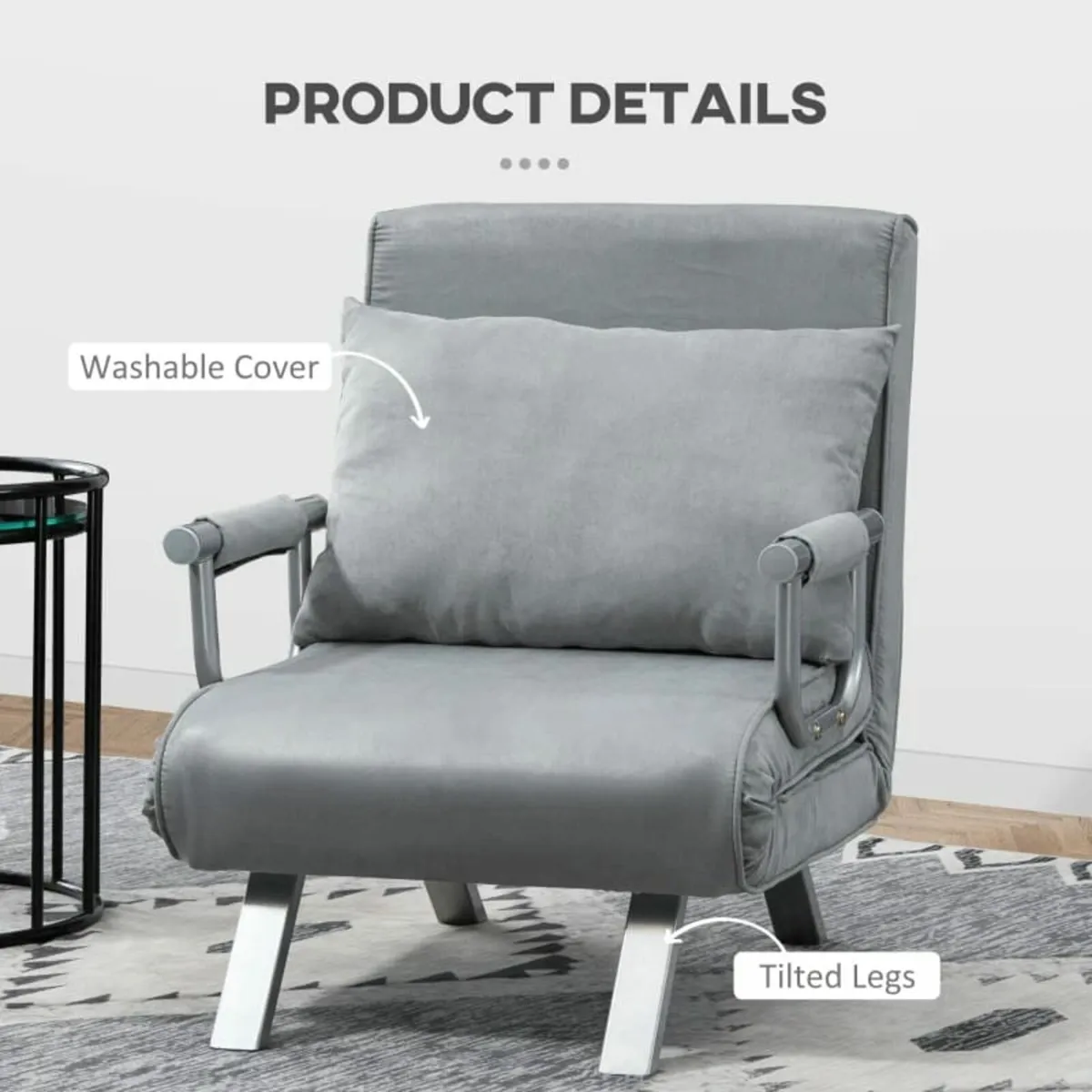 Single Sofa Bed Armchair Sofa Bed Guest Sleeper wi - Image 4