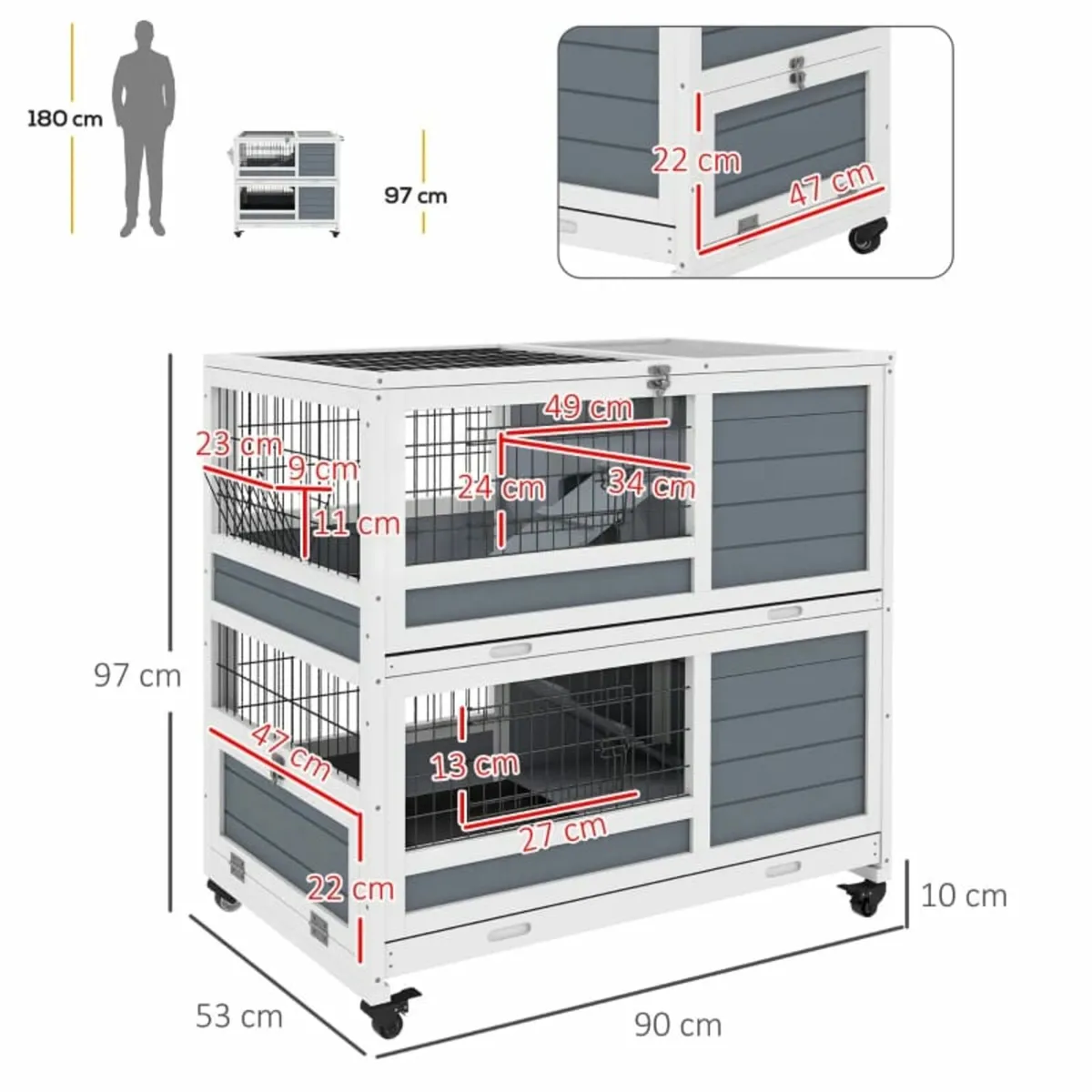 Double Deckers Guinea Pig Cage, Indoor Rabbit Hutc - Image 3