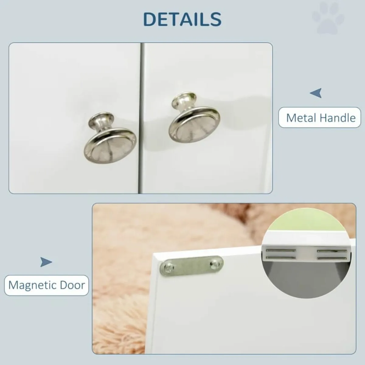 Raised Pet Feeder, with Two Bowls, Storage - White - Image 4