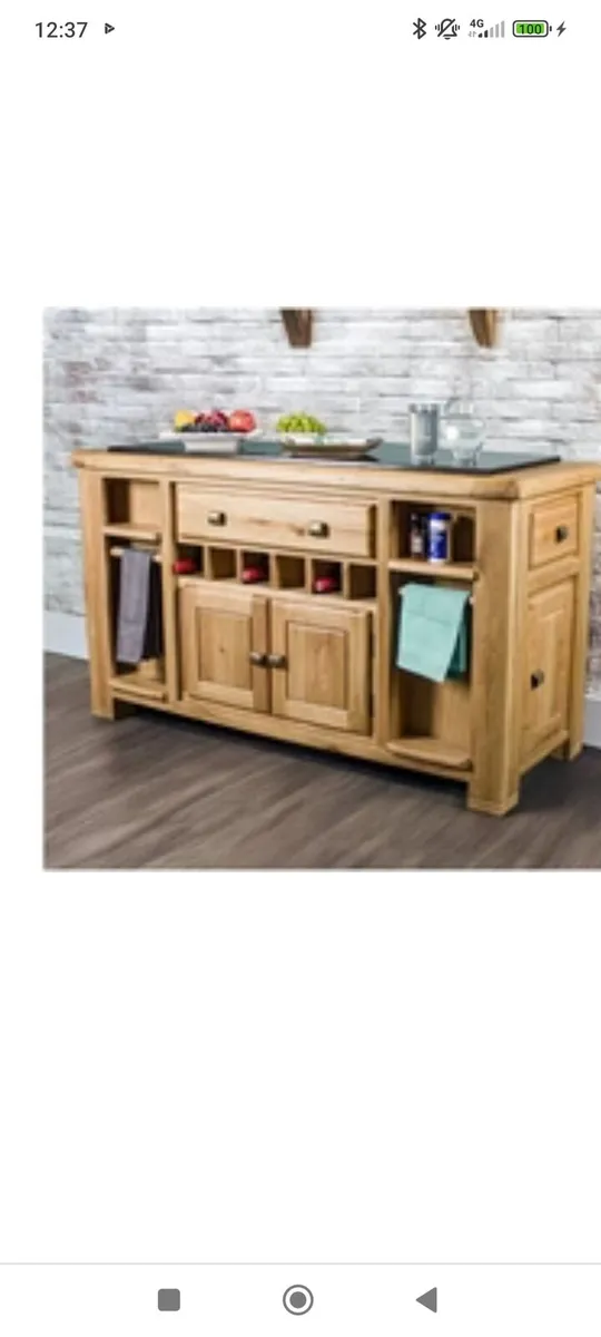Solid kitchen island with granite top