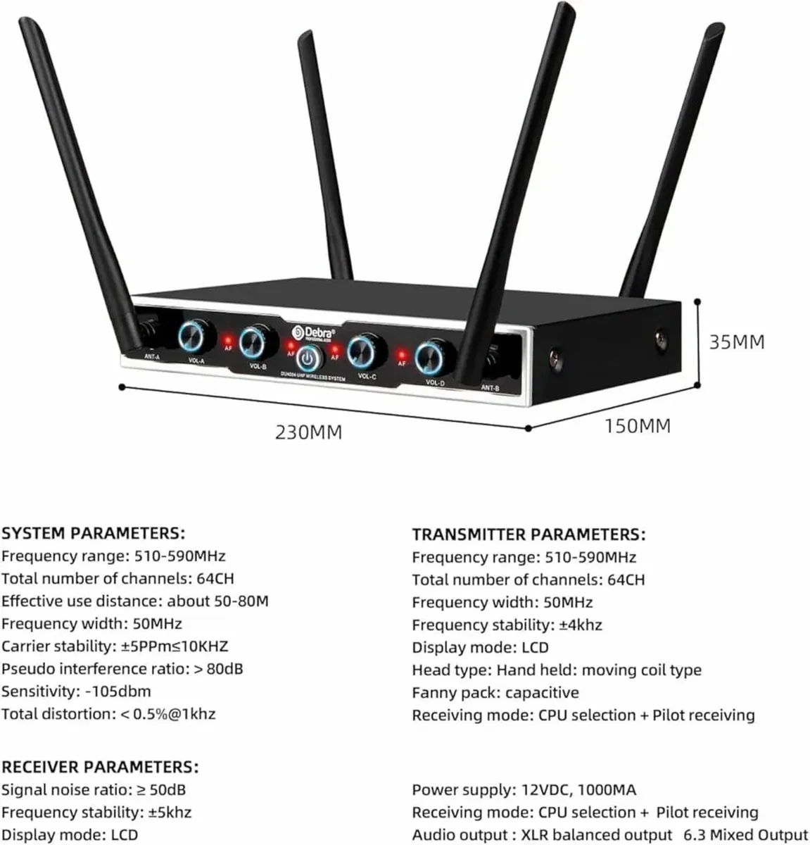 Wireless Microphone System with Bodypack Transmitt - Image 2