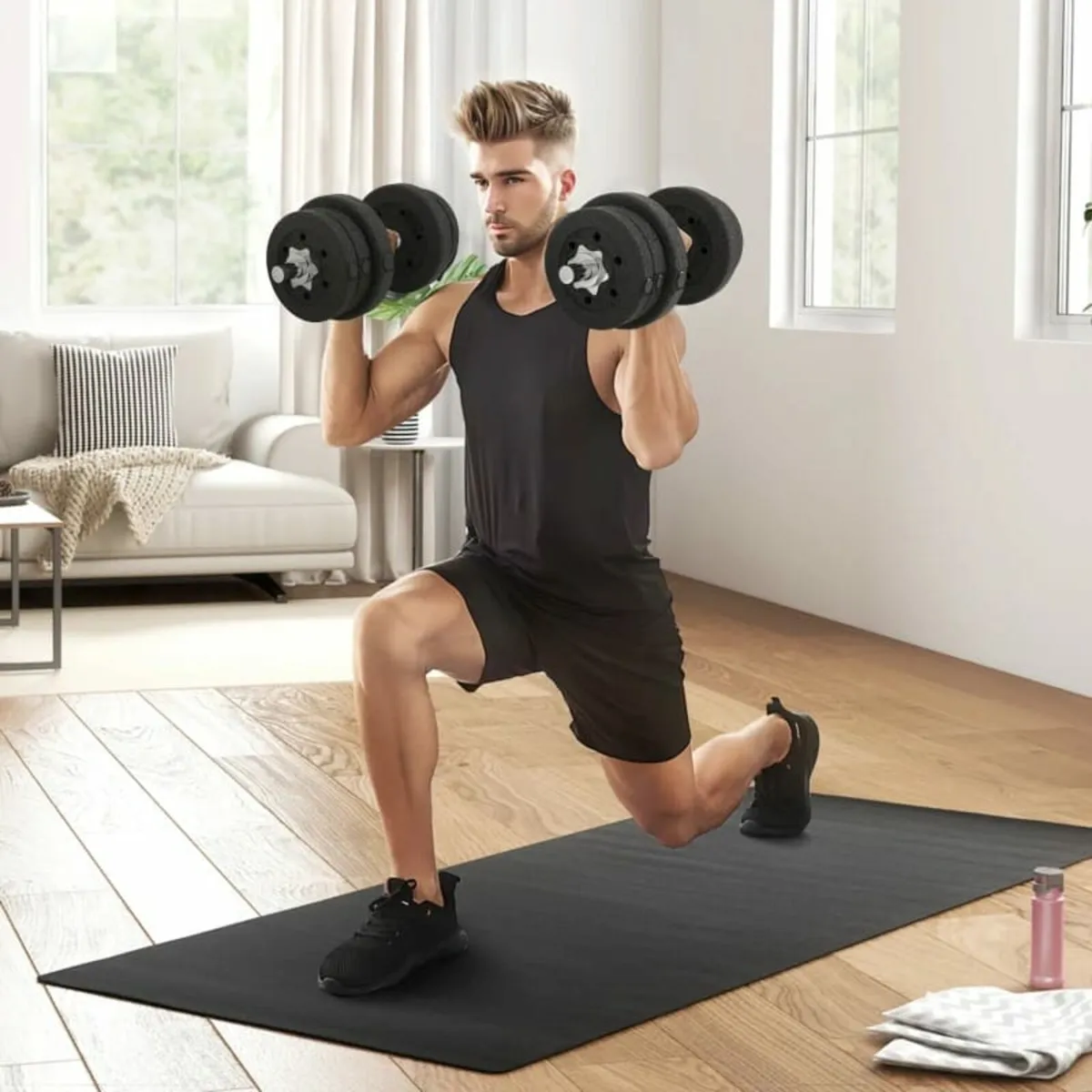 25KG Adjustable Weights Dumbbells Set, Dumbbell Ha - Image 2