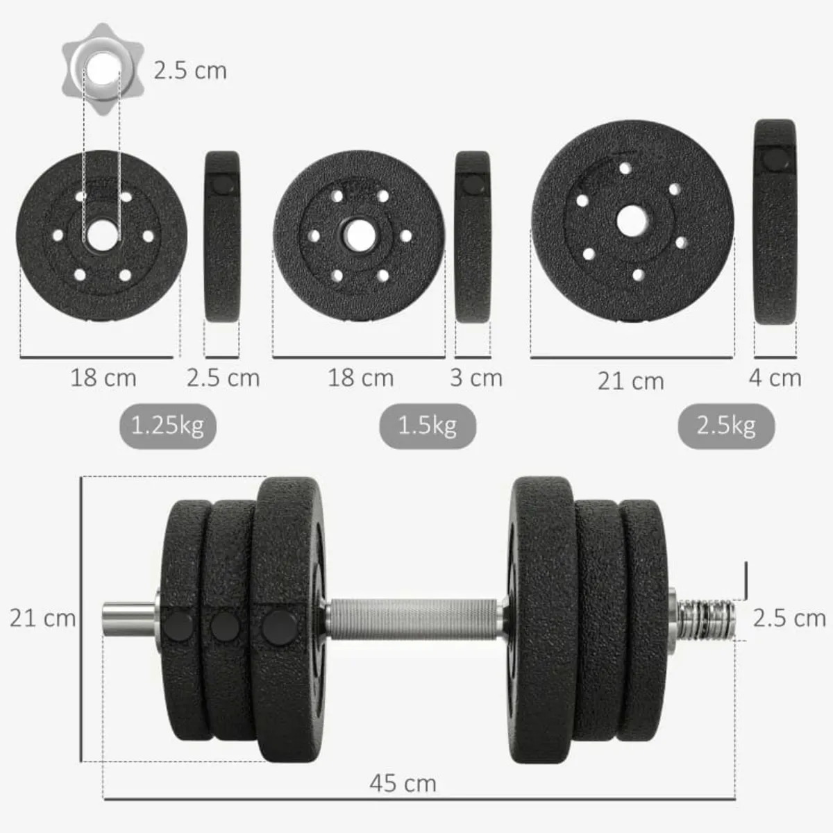 25KG Adjustable Weights Dumbbells Set, Dumbbell Ha - Image 3