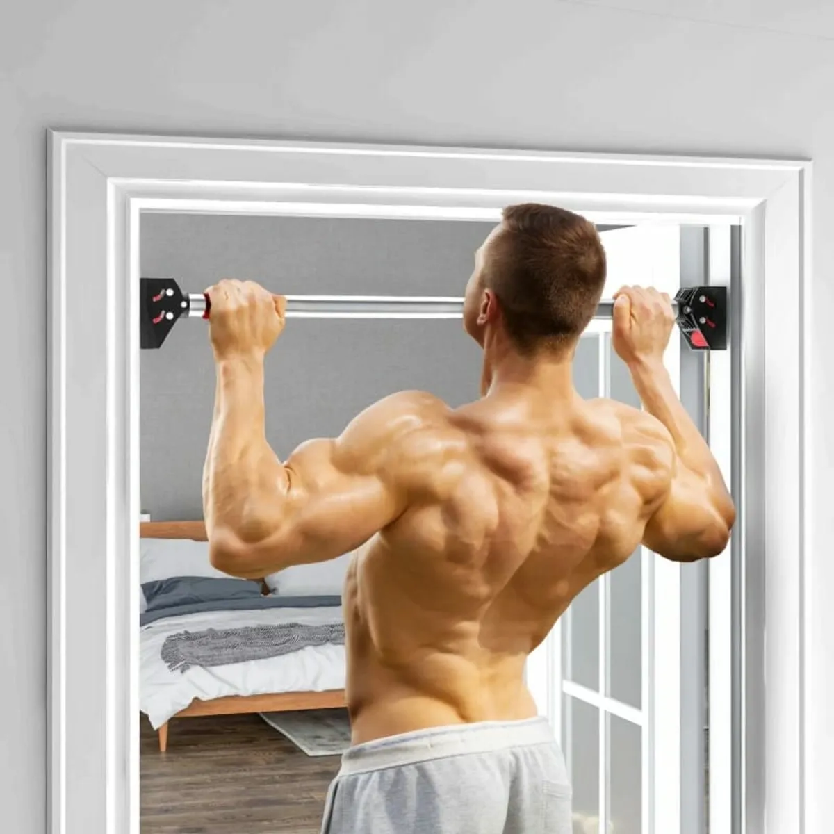 Doorway Pull Up Bar, No Screws Door Frame Chin Up - Image 2
