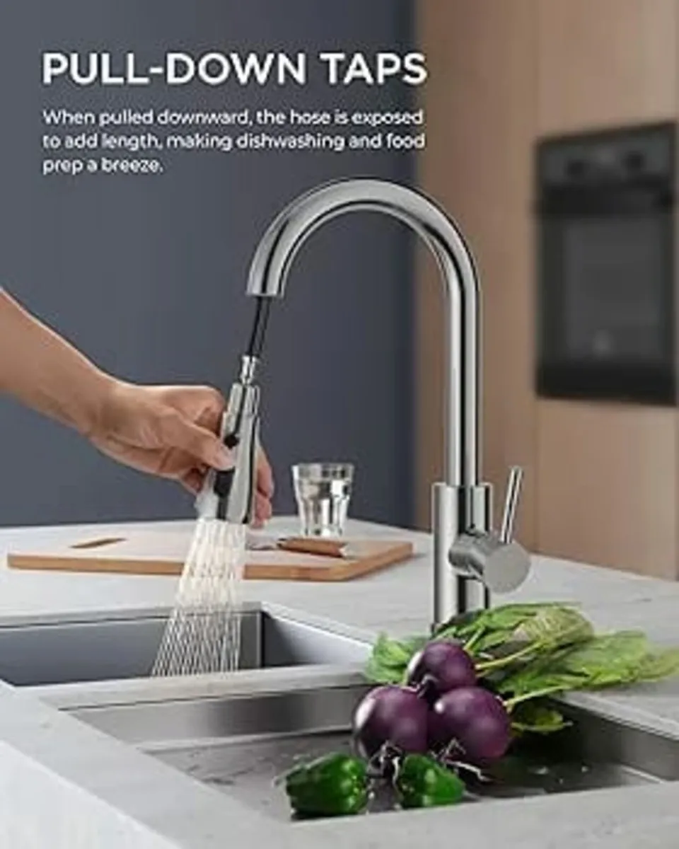 Kitchen Sink Taps Mixer with Pull Out Spray, Swive - Image 3