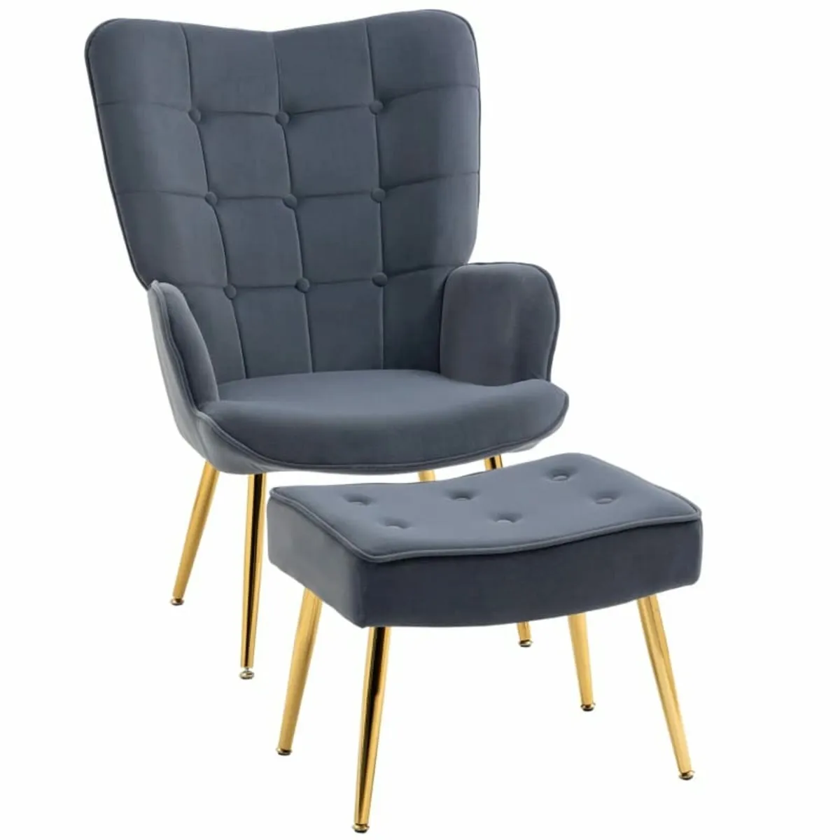 Modern Armchair with Footstool, Upholstered Accent - Image 1